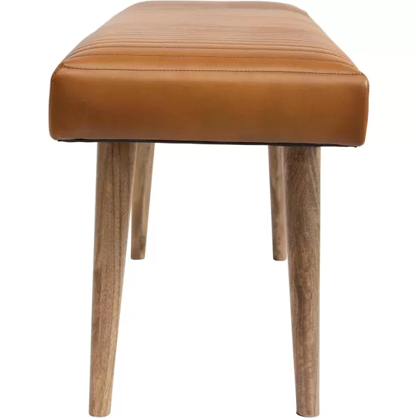 imageCreative CoOp Black Mango Wood and Leather Grid BenchCamel Brown