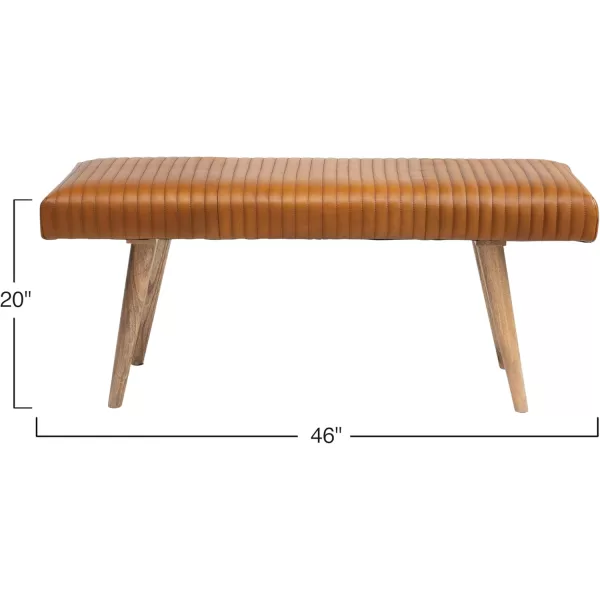 imageCreative CoOp Black Mango Wood and Leather Grid BenchCamel Brown