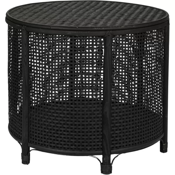 imageCreative CoOp Black Round Bamboo and Rattan Accent Storage TableBlack
