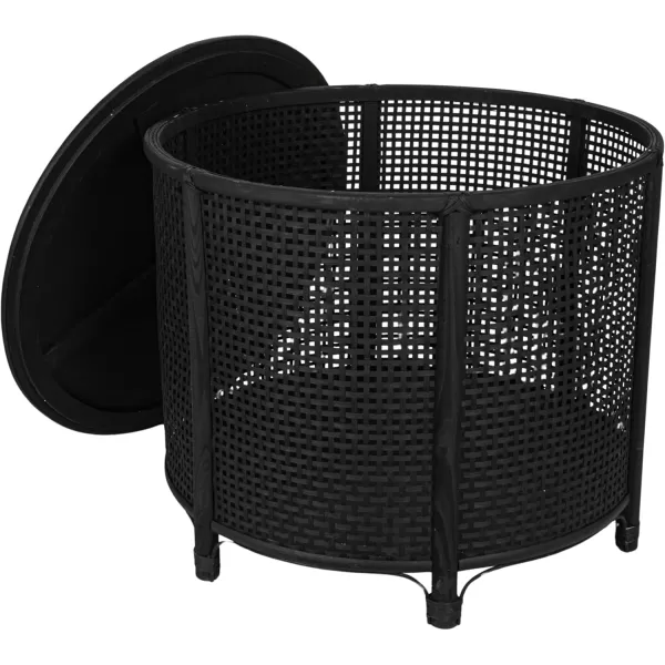 imageCreative CoOp Black Round Bamboo and Rattan Accent Storage TableBlack