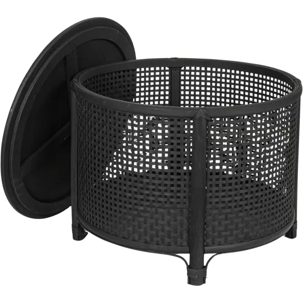 imageCreative CoOp Black Round Bamboo and Rattan Accent Storage TableBlack
