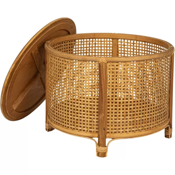 imageCreative CoOp Black Round Bamboo and Rattan Accent Storage TableNatural