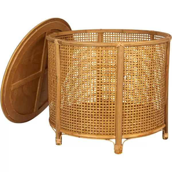 imageCreative CoOp Black Round Bamboo and Rattan Accent Storage TableNatural