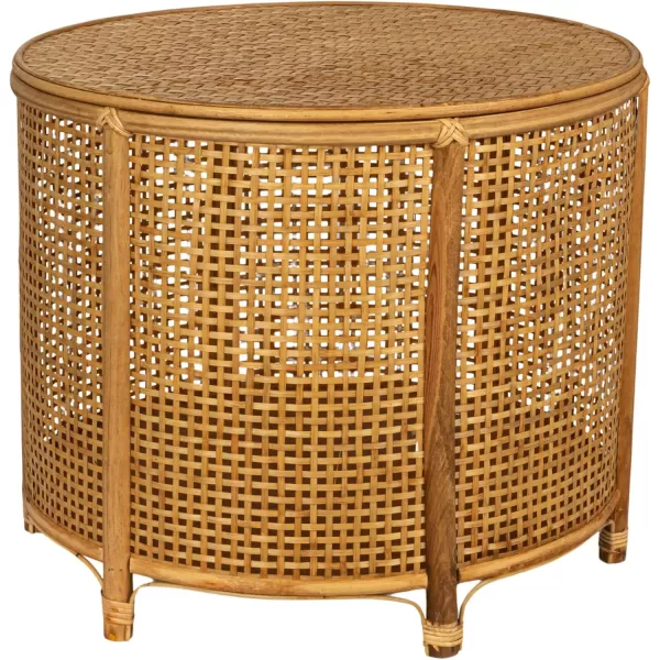 imageCreative CoOp Black Round Bamboo and Rattan Accent Storage TableNatural