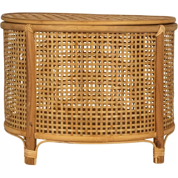 imageCreative CoOp Black Round Bamboo and Rattan Accent Storage TableNatural