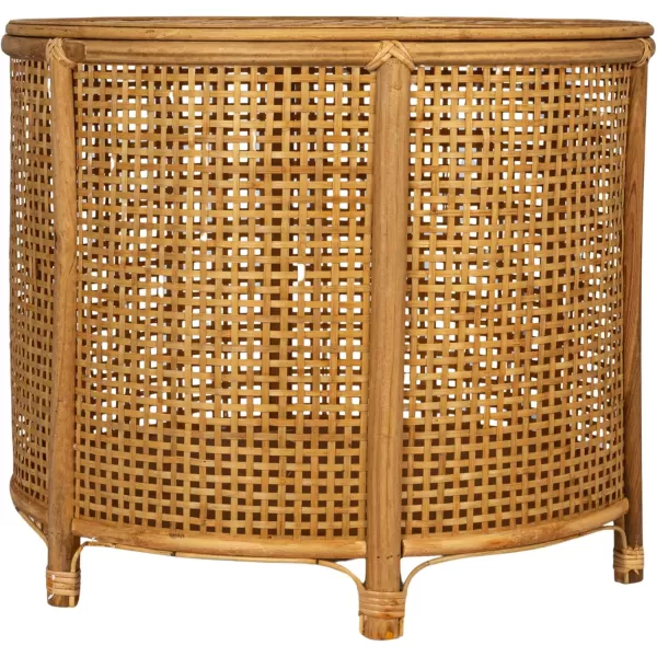 imageCreative CoOp Black Round Bamboo and Rattan Accent Storage TableNatural
