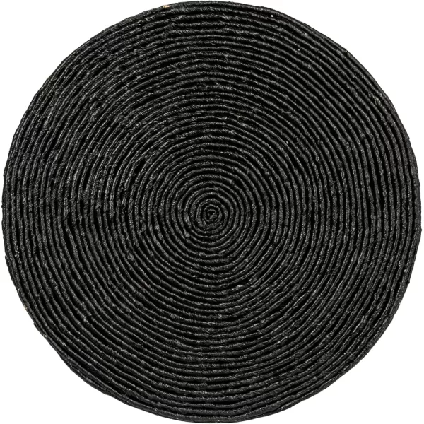 imageCreative CoOp Black Round Handwoven Corn Rope Barrel Coffee TableBlack