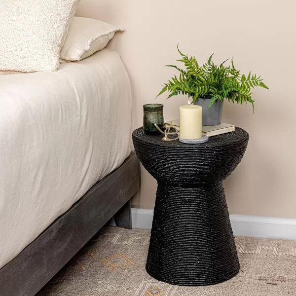 imageCreative CoOp Black Round Handwoven Corn Rope Barrel Coffee TableBlack