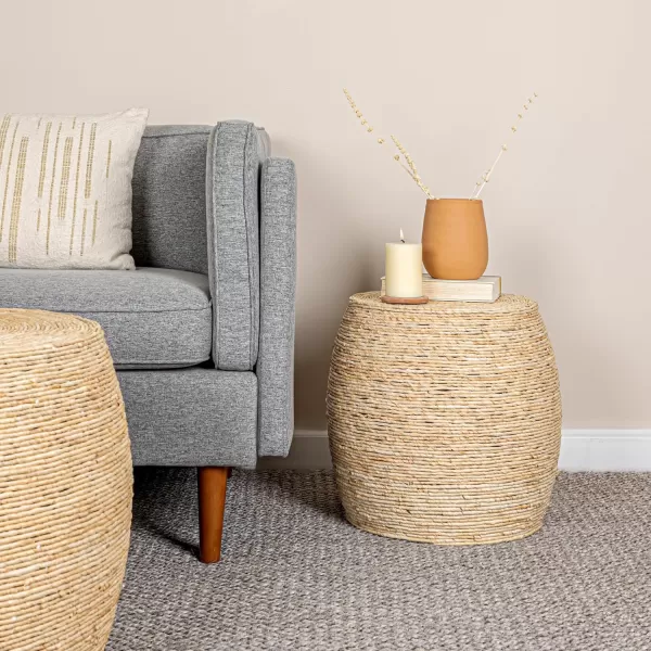 imageCreative CoOp Black Round Handwoven Corn Rope Barrel Coffee TableNatural