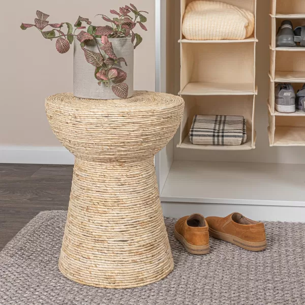 imageCreative CoOp Black Round Handwoven Corn Rope Barrel Coffee TableNatural
