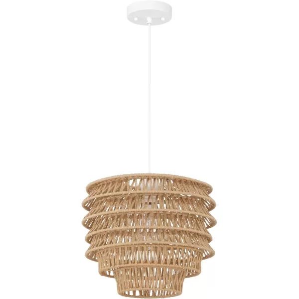 imageCreative CoOp Boho Handwoven Paper Rope and Metal Ceiling Pendant Lamp Natural