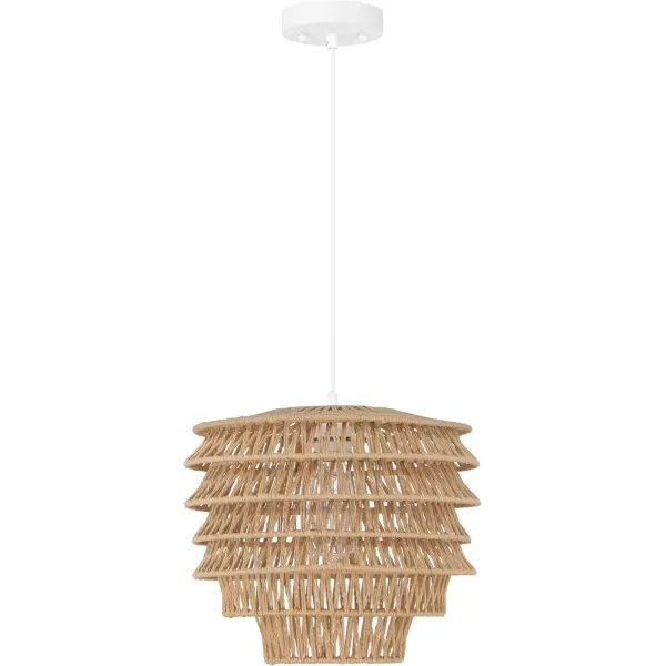 imageCreative CoOp Boho Handwoven Paper Rope and Metal Ceiling Pendant Lamp Natural
