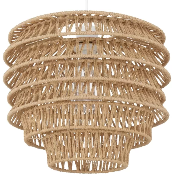 imageCreative CoOp Boho Handwoven Paper Rope and Metal Ceiling Pendant Lamp Natural