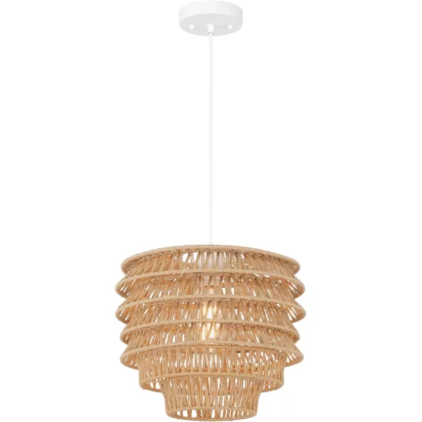 imageCreative CoOp Boho Handwoven Paper Rope and Metal Ceiling Pendant Lamp Natural