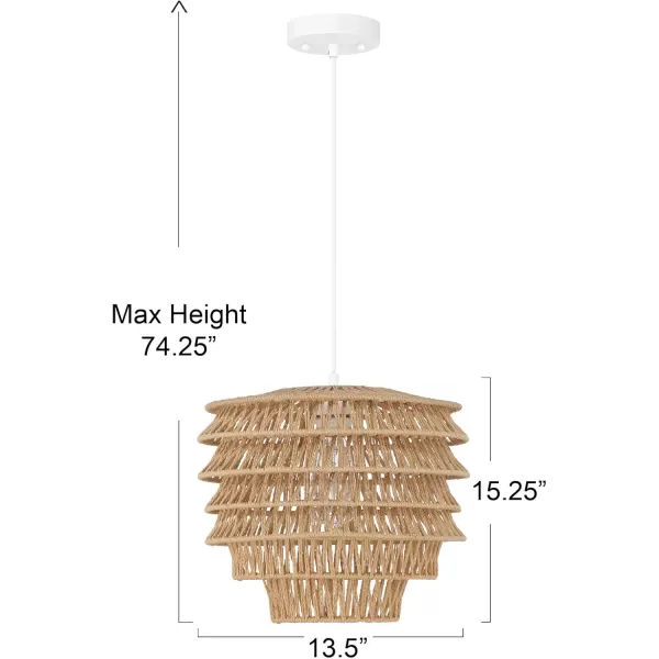 imageCreative CoOp Boho Handwoven Paper Rope and Metal Ceiling Pendant Lamp Natural