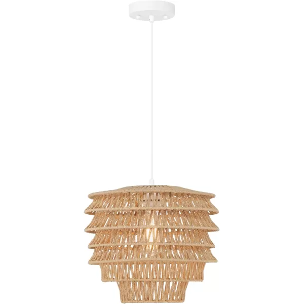 imageCreative CoOp Boho Handwoven Paper Rope and Metal Ceiling Pendant Lamp Natural