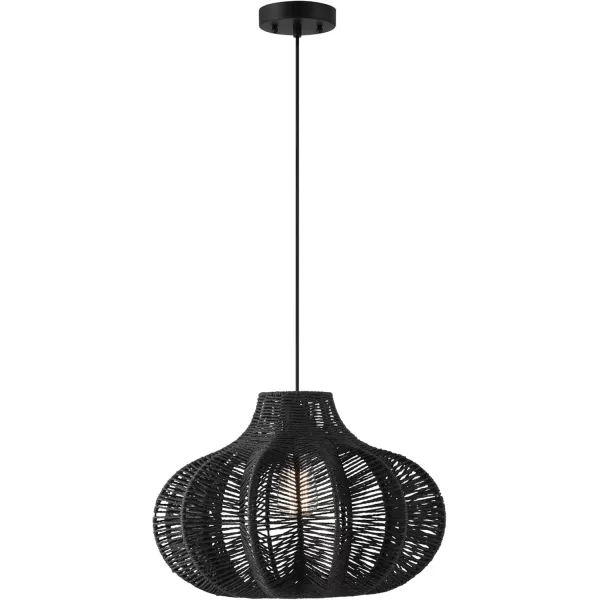 imageCreative CoOp Boho Handwoven Paper Rope and Metal Ceiling Pendant Lamp NaturalBlack