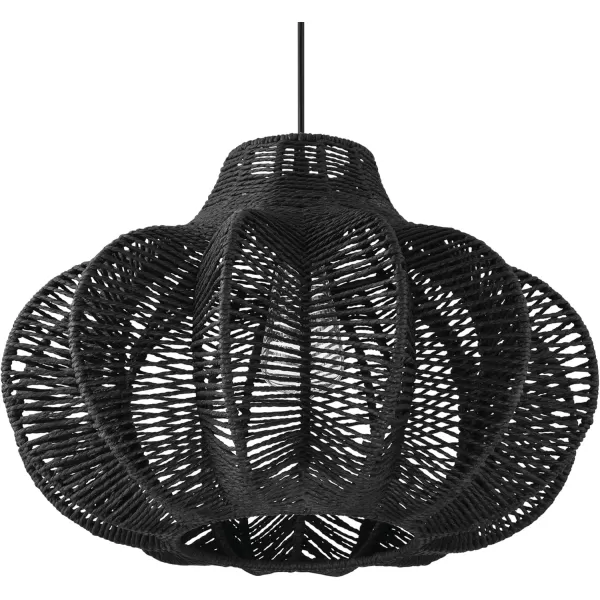 imageCreative CoOp Boho Handwoven Paper Rope and Metal Ceiling Pendant Lamp NaturalBlack
