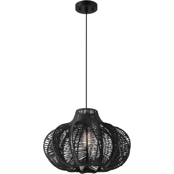 imageCreative CoOp Boho Handwoven Paper Rope and Metal Ceiling Pendant Lamp NaturalBlack