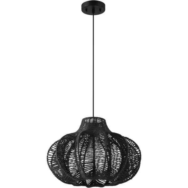 imageCreative CoOp Boho Handwoven Paper Rope and Metal Ceiling Pendant Lamp NaturalBlack