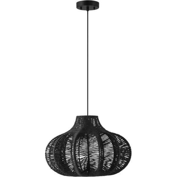 imageCreative CoOp Boho Handwoven Paper Rope and Metal Ceiling Pendant Lamp NaturalBlack