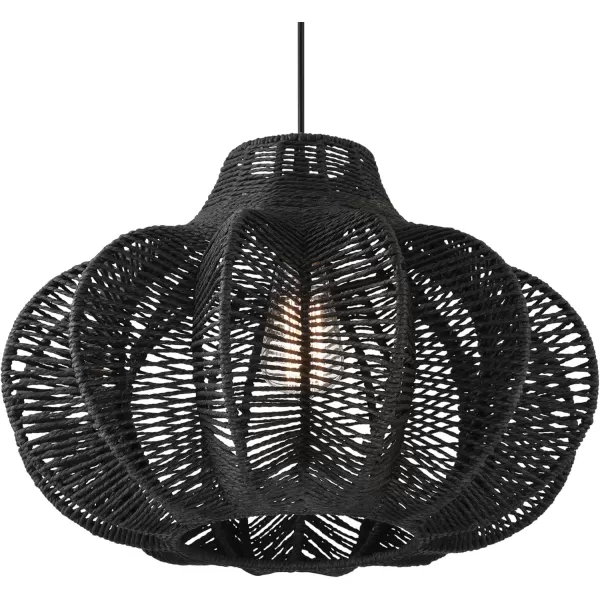 imageCreative CoOp Boho Handwoven Paper Rope and Metal Ceiling Pendant Lamp NaturalBlack