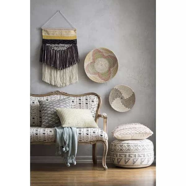 imageCreative CoOp Boho Round Wool Blend Kilim Pouf with Geometric Design Multicolor20D x 20W x 145H