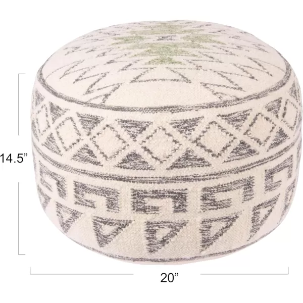 imageCreative CoOp Boho Round Wool Blend Kilim Pouf with Geometric Design Multicolor20D x 20W x 145H