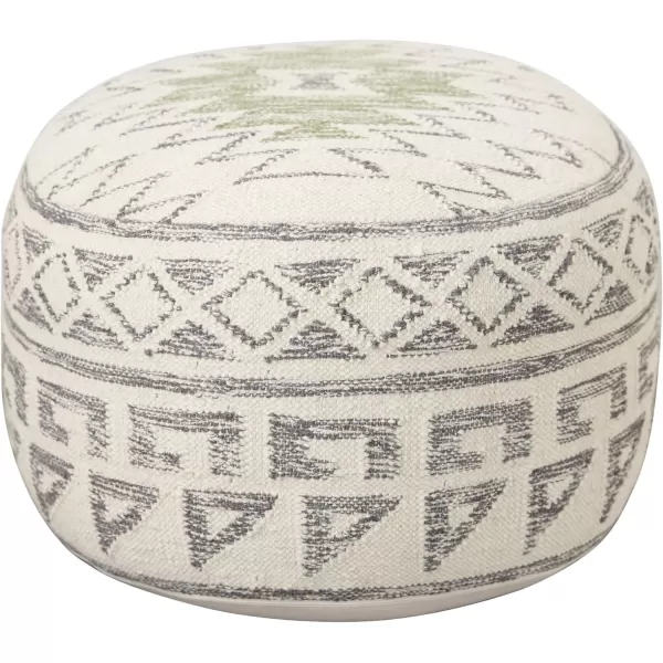 imageCreative CoOp Boho Round Wool Blend Kilim Pouf with Geometric Design Multicolor20D x 20W x 145H