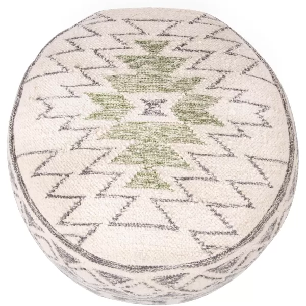 imageCreative CoOp Boho Round Wool Blend Kilim Pouf with Geometric Design Multicolor20D x 20W x 145H