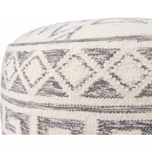 imageCreative CoOp Boho Round Wool Blend Kilim Pouf with Geometric Design Multicolor20D x 20W x 145H