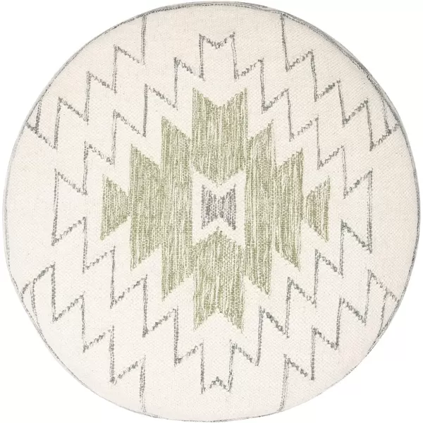imageCreative CoOp Boho Round Wool Blend Kilim Pouf with Geometric Design Multicolor28D x 28W x 16H