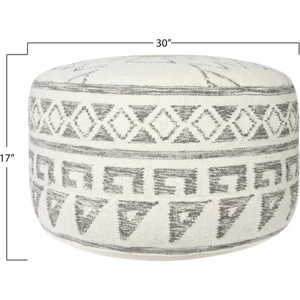 imageCreative CoOp Boho Round Wool Blend Kilim Pouf with Geometric Design Multicolor28D x 28W x 16H
