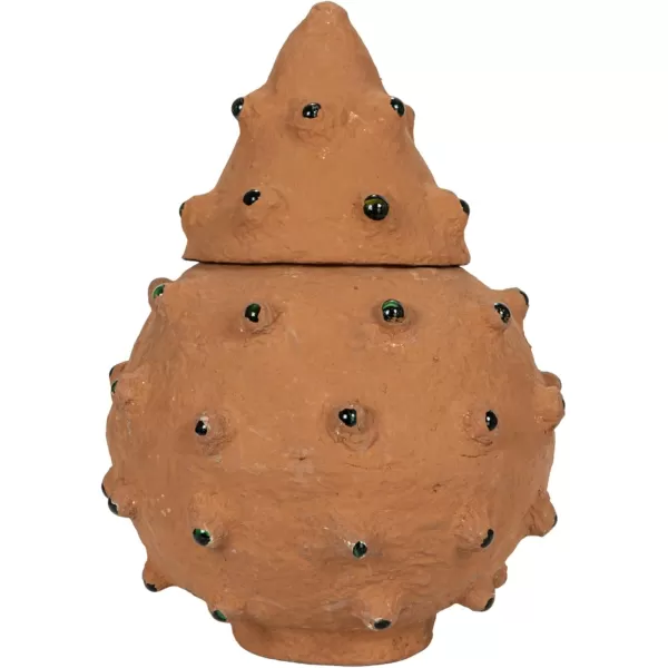 imageCreative CoOp Decorative Paper Mache Canister with Glass Marble Accent YellowTerracotta