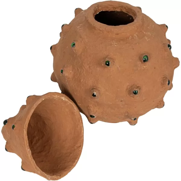 imageCreative CoOp Decorative Paper Mache Canister with Glass Marble Accent YellowTerracotta