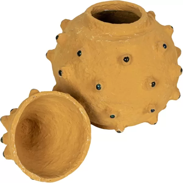 imageCreative CoOp Decorative Paper Mache Canister with Glass Marble Accent YellowYellow