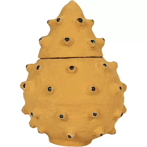 imageCreative CoOp Decorative Paper Mache Canister with Glass Marble Accent YellowYellow