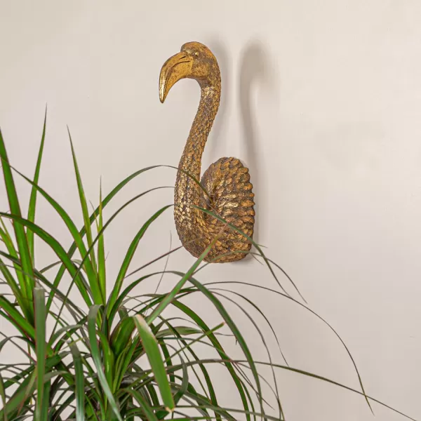 imageCreative CoOp Decorative Resin Bird Head Wall Decor Gold