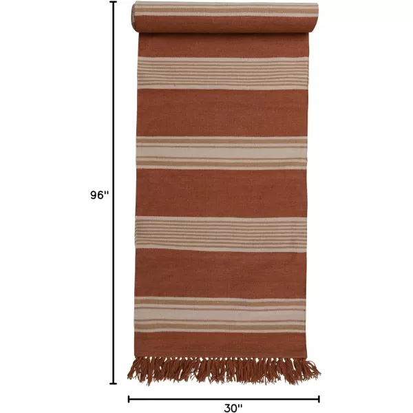 imageCreative CoOp Handwoven Wool and Cotton Kilim Floor Runner and Fringe Sienna and Camel Rugs 96quot L x 30quot W x 1quot H Red ampamp Brown