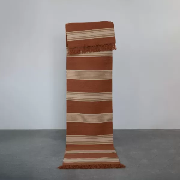 imageCreative CoOp Handwoven Wool and Cotton Kilim Floor Runner and Fringe Sienna and Camel Rugs 96quot L x 30quot W x 1quot H Red ampamp Brown