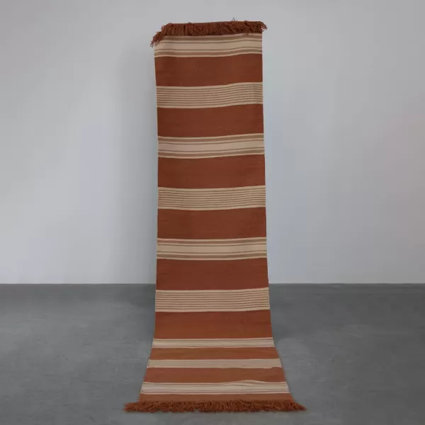 imageCreative CoOp Handwoven Wool and Cotton Kilim Floor Runner and Fringe Sienna and Camel Rugs 96quot L x 30quot W x 1quot H Red ampamp Brown