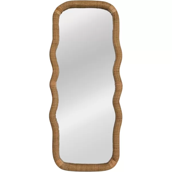 imageCreative CoOp Large Wood and Rattan Wavy Mirror Natural