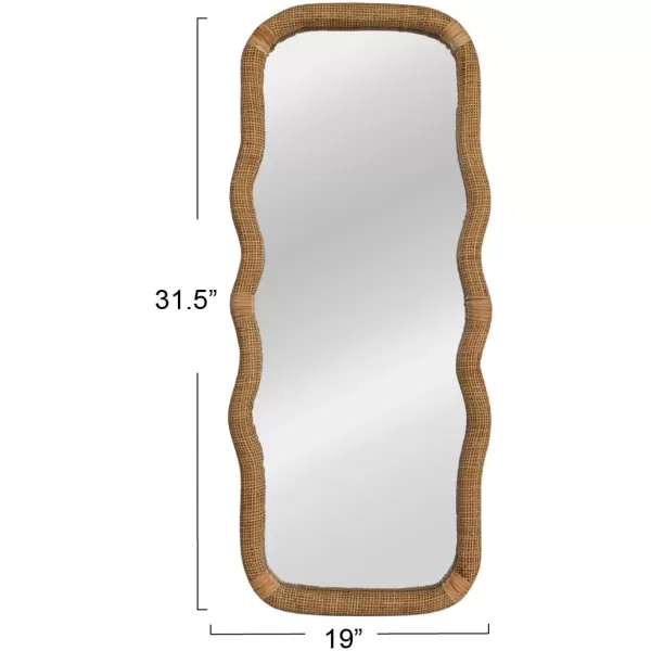 imageCreative CoOp Large Wood and Rattan Wavy Mirror Natural