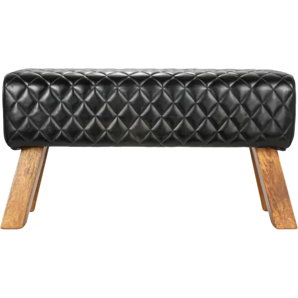 imageCreative CoOp Long Leather Bench with Mango Wood Legs BlackBlack