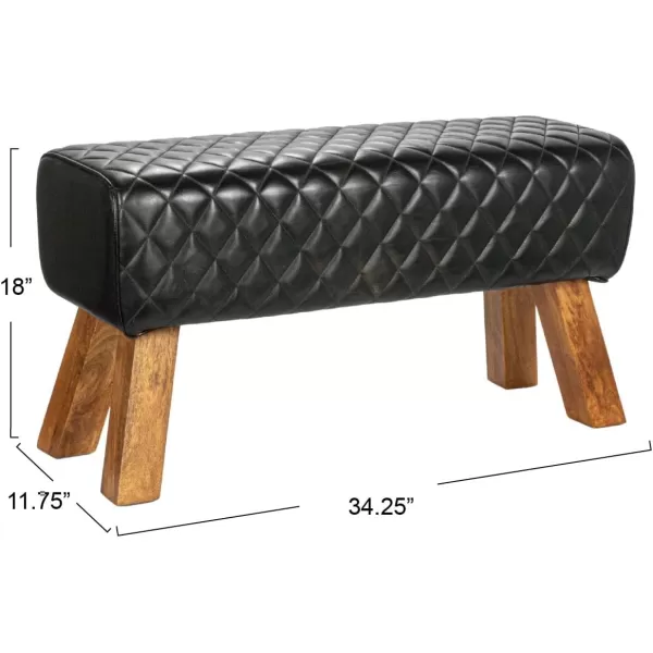 imageCreative CoOp Long Leather Bench with Mango Wood Legs BlackBlack