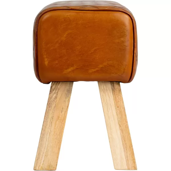imageCreative CoOp Long Leather Bench with Mango Wood Legs BlackBrown