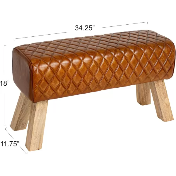 imageCreative CoOp Long Leather Bench with Mango Wood Legs BlackBrown