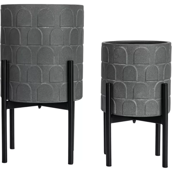 imageCreative CoOp Metal Planter on Stand Grey