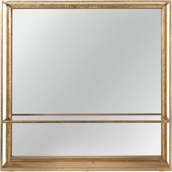 imageCreative CoOp Metal Wall Mirror with Reclaimed Wood Base Gold