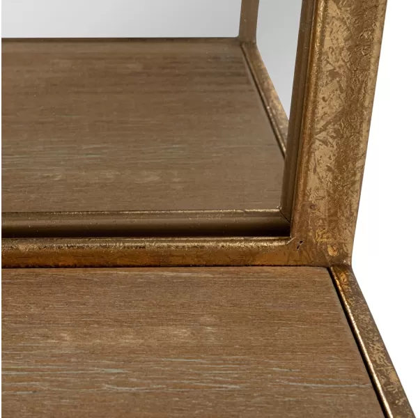 imageCreative CoOp Metal Wall Mirror with Reclaimed Wood Base Gold